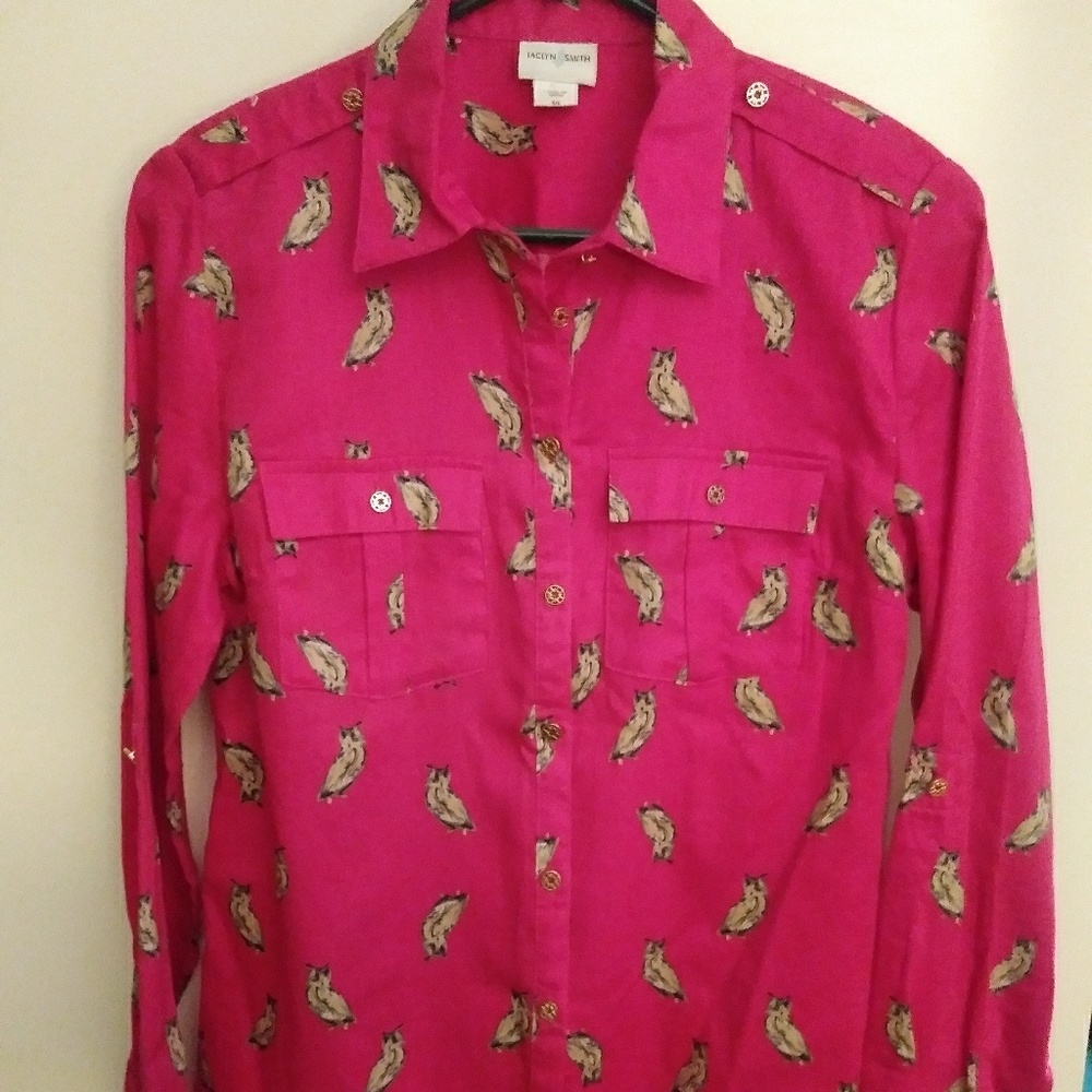 100% Cotton Long Sleeve Owl Blouse